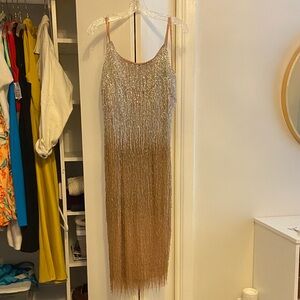 Glamorous Metallic beaded Fringe Dress